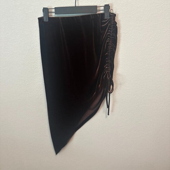Amanda Uprichard Aviette Skirt in Cocoa Brown - Velvet Asymmetrical - Size Small - Picture 5 of 7